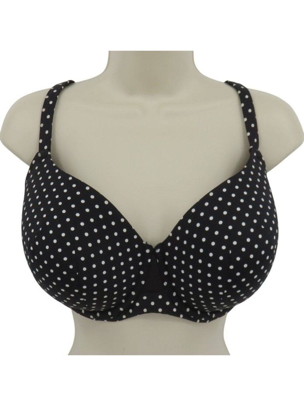 Cacique 38DDD Cooling French Full Coverage Bra Black White Polka Dot Underwire